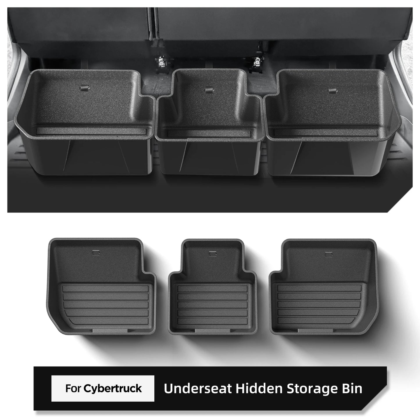 Tesla Cybertruck 2024–2025 Under Seat Storage Box Set – Rear Seat Lower Organizer Case, Car Interior Hidden Storage Accessories