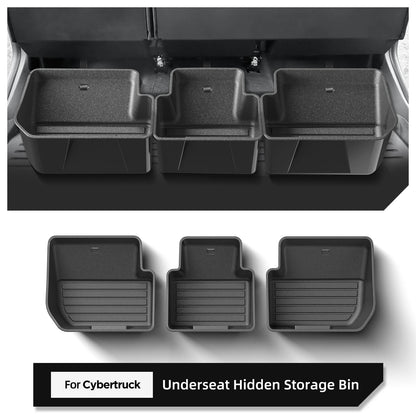 Tesla Cybertruck 2024–2025 Under Seat Storage Box Set – Rear Seat Lower Organizer Case, Car Interior Hidden Storage Accessories
