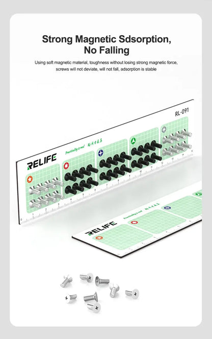 RELIFE RL-091 Strong Magnetic Screw Storage Pad – Partitioned Absorption Mat for Metal Parts Organization and Repair Work