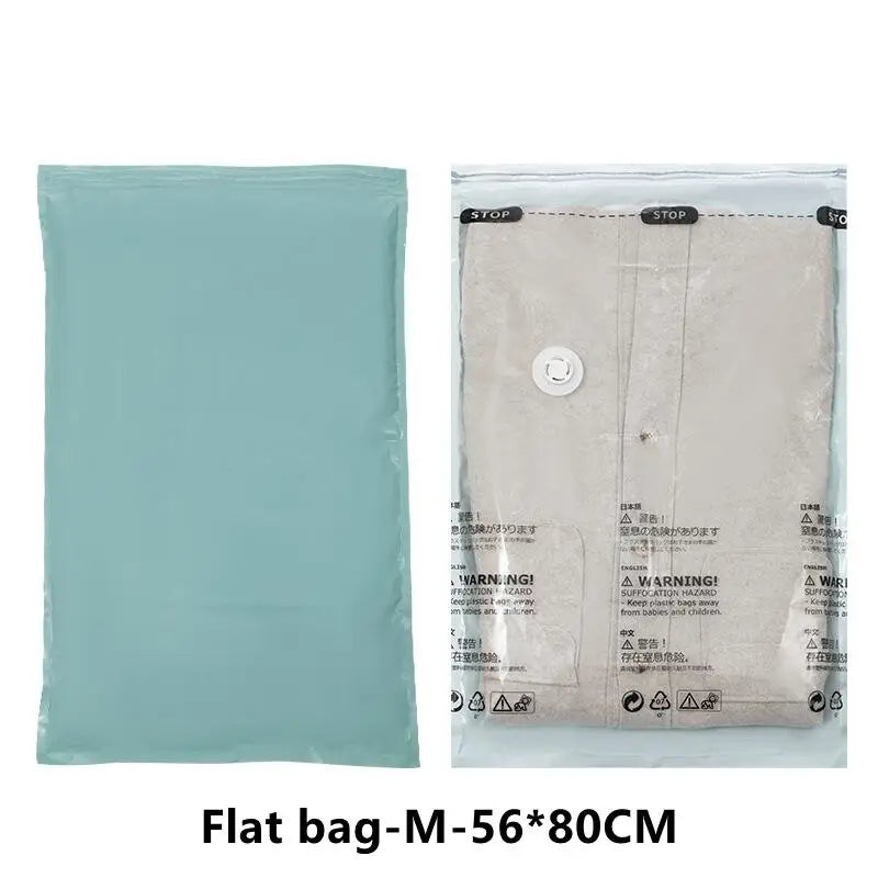 No-Pump Vacuum Storage Bags – Large Plastic Compression Bags for Clothes, Blankets & Travel Accessories