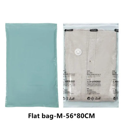 No-Pump Vacuum Storage Bags – Large Plastic Compression Bags for Clothes, Blankets & Travel Accessories
