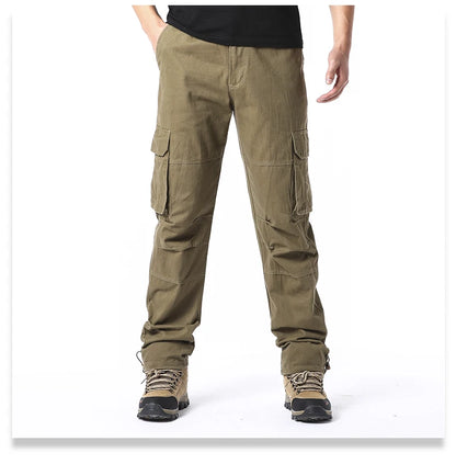 Men's Large Pocket Loose Overalls — Outdoor Sports & Tactical Jogging Pants with Elastic Waist, Pure Cotton Casual Workwear