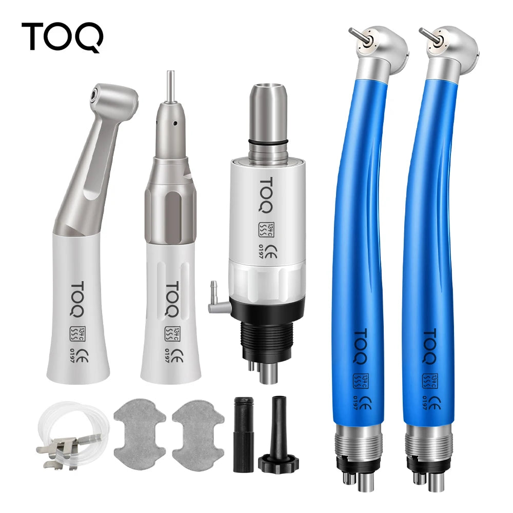 Dental High & Low Speed Handpiece Kit — Straight & Contra Angle Air Turbine with 2/4 Hole M4/B2 for Full Dental Equipment Set