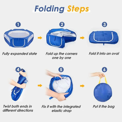 Portable Small Animal Playpen - Foldable Pet Cage with Transparent Mesh for Cats & Chickens