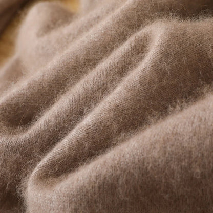 Men’s 100% Pure Mink Cashmere Sweater – V-Neck Knit Pullover, Long Sleeve Winter Jumper, Large Size High-End Top