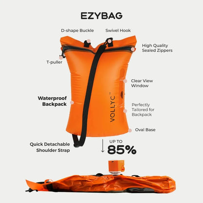 FLEXTAIL x VOLLYC EZYPACK 25L Vacuum Storage Bag – Reusable Travel Compression Bag for Clothes, Backpack & Luggage (85% Space Saving)