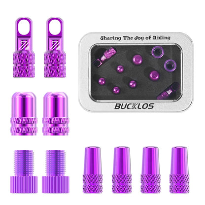 BUCKLOS F/V to A/V Valve Adapter – Aluminum Alloy Presta to Schrader Converter with Durable Bicycle Valve Cap