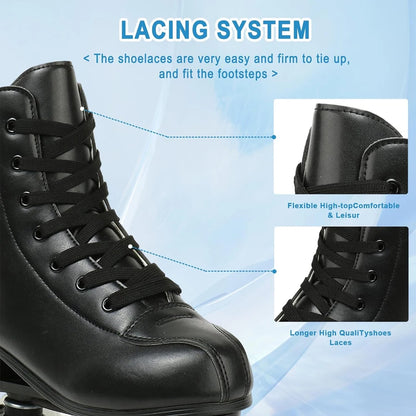 PU Leather Roller Skates – Inline & Quad Skating Shoes, Flashing 4-Wheel Sneakers, Europe Size, Training & Fun