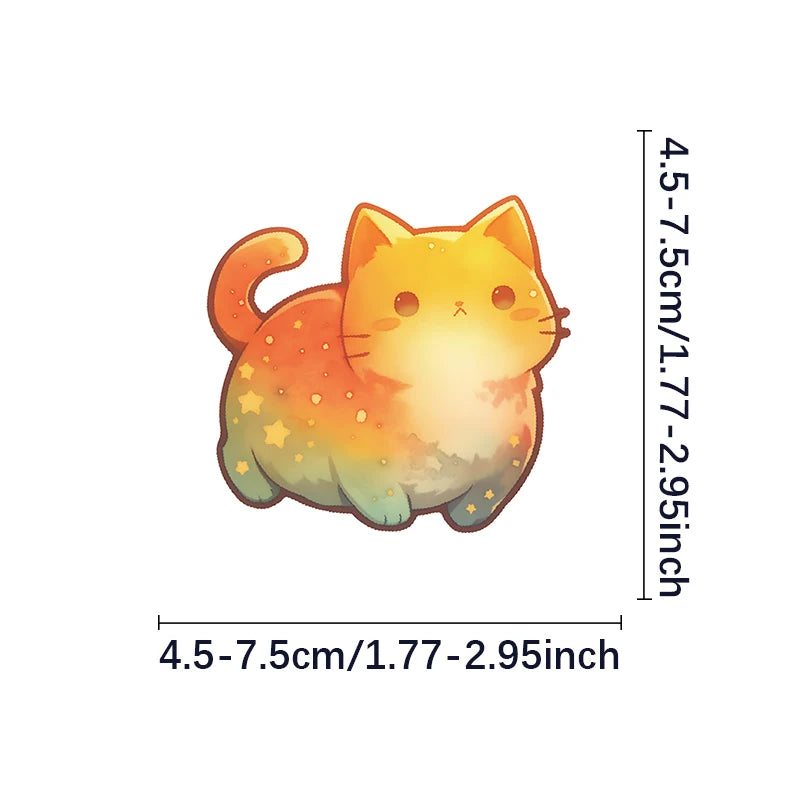 50-Piece Dreamy Cat Sticker Set - Cute Decorative Decals for Water Bottles, Laptops, Phones, Suitcases and DIY Gifts