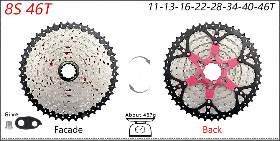 SUNSHINE Bicycle Cassette 8-12 Speed Freewheel - 32T to 52T Sprocket for Shimano/SRAM HG Flywheel