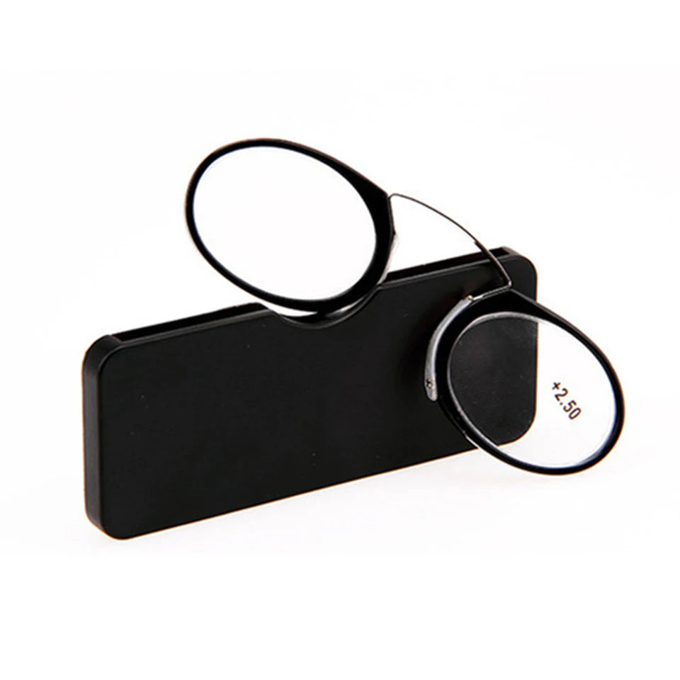 NONOR Magnifying Nose Clip Reading Glasses - Ultralight TR90 No Arm Portable Eyewear with Case +1.0 to +3.0 Lens