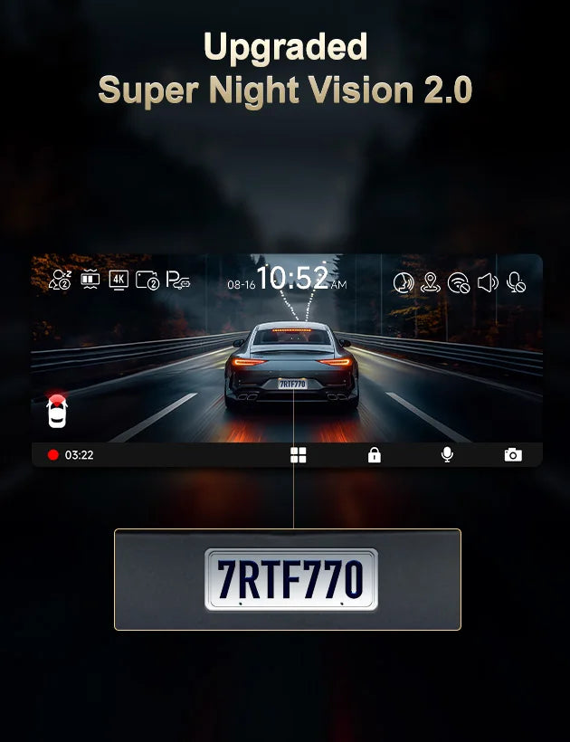REDTIGER F77 Dashcam – Front and Rear 4K+4K HDR, Sony STARVIS 2 Super Night Vision, Voice Control, 5.8GHz WiFi Dual Dash Cam