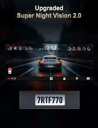 REDTIGER F77 Dashcam – Front and Rear 4K+4K HDR, Sony STARVIS 2 Super Night Vision, Voice Control, 5.8GHz WiFi Dual Dash Cam