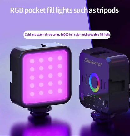 Mini RGB Hot Boot Fill Light - Portable LED Photography & Beauty Light with Adjustable Settings for Mobile Camera & Live Streaming