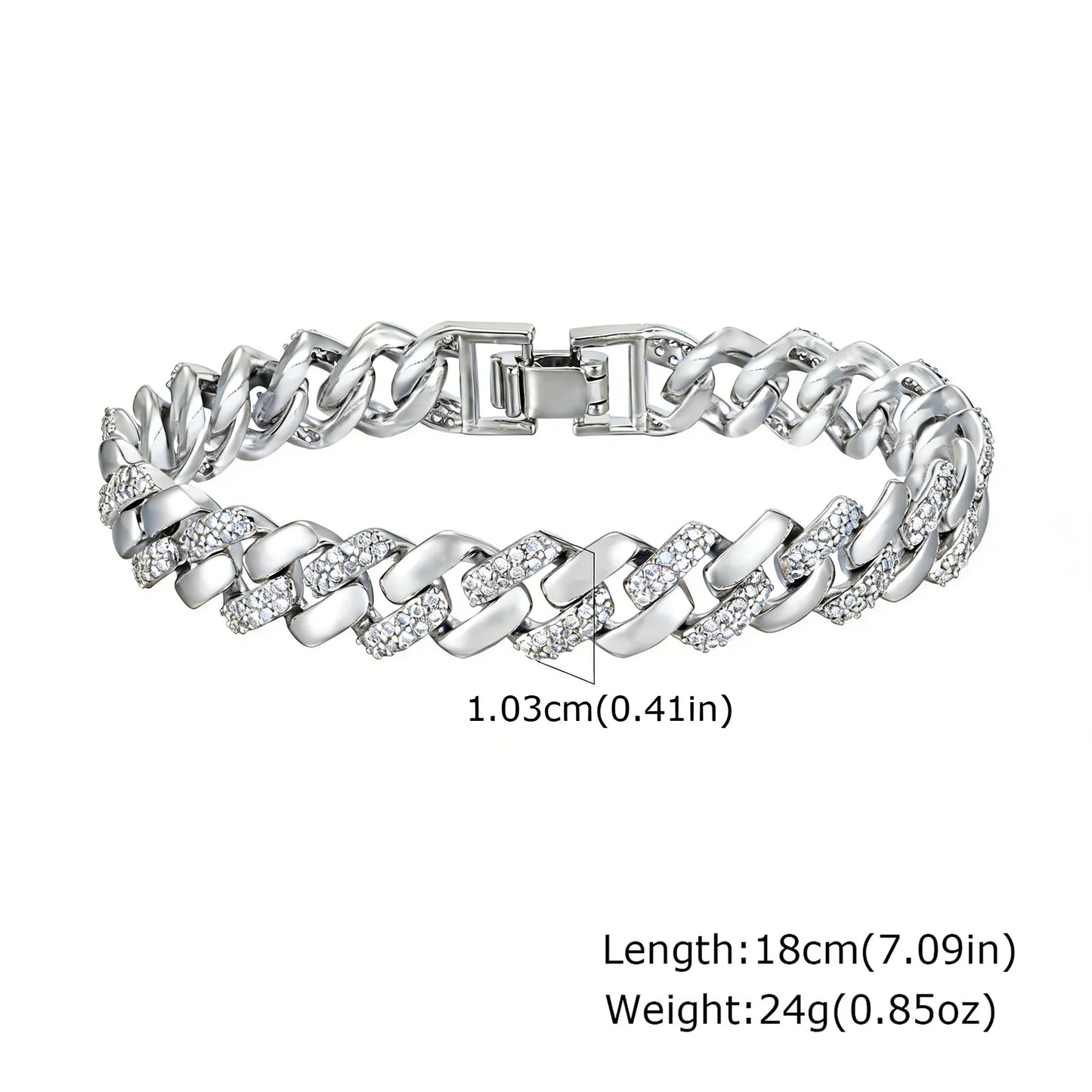 14K Gold Plated Paperclip Chain Bracelet with Cubic Zirconia Chunky Adjustable Link Jewelry for Women