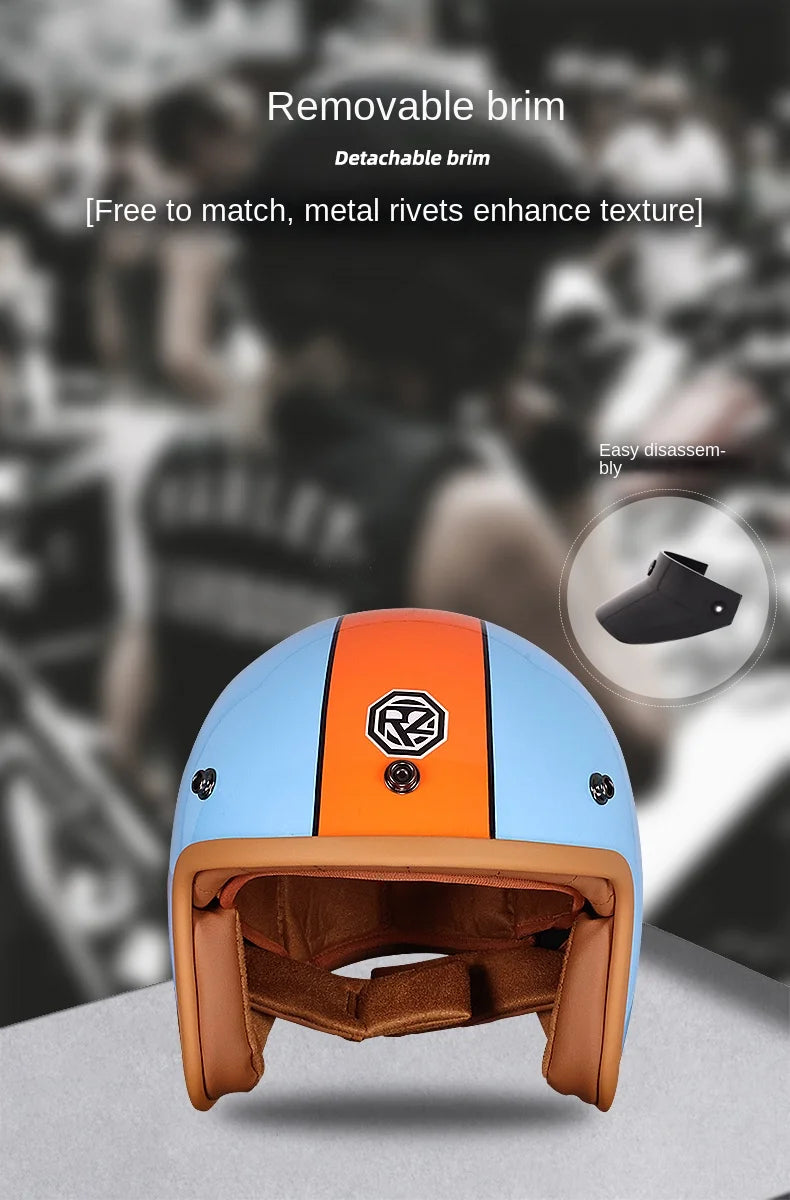 Retro 3/4 Semi-Open Motorcycle Helmet — Cross-Country Winter Riding Accessories