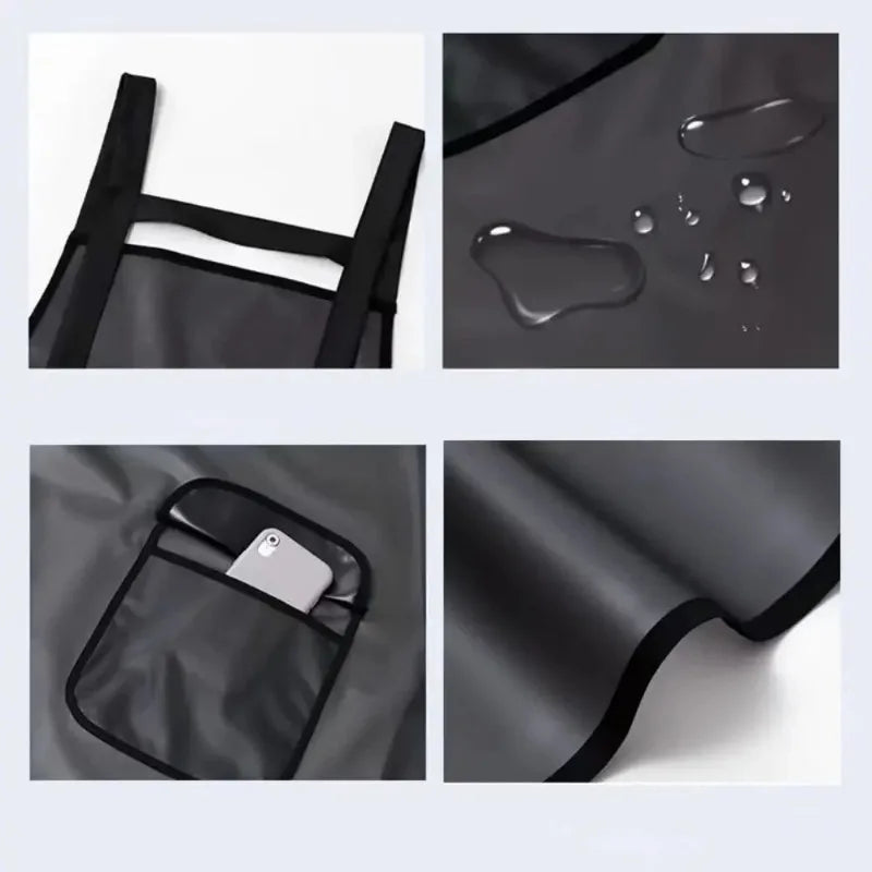 Waterproof PVC Kitchen Apron - Oil-Resistant, Dirt-Proof Cleaning and Household Work Apron in Black or Transparent Style