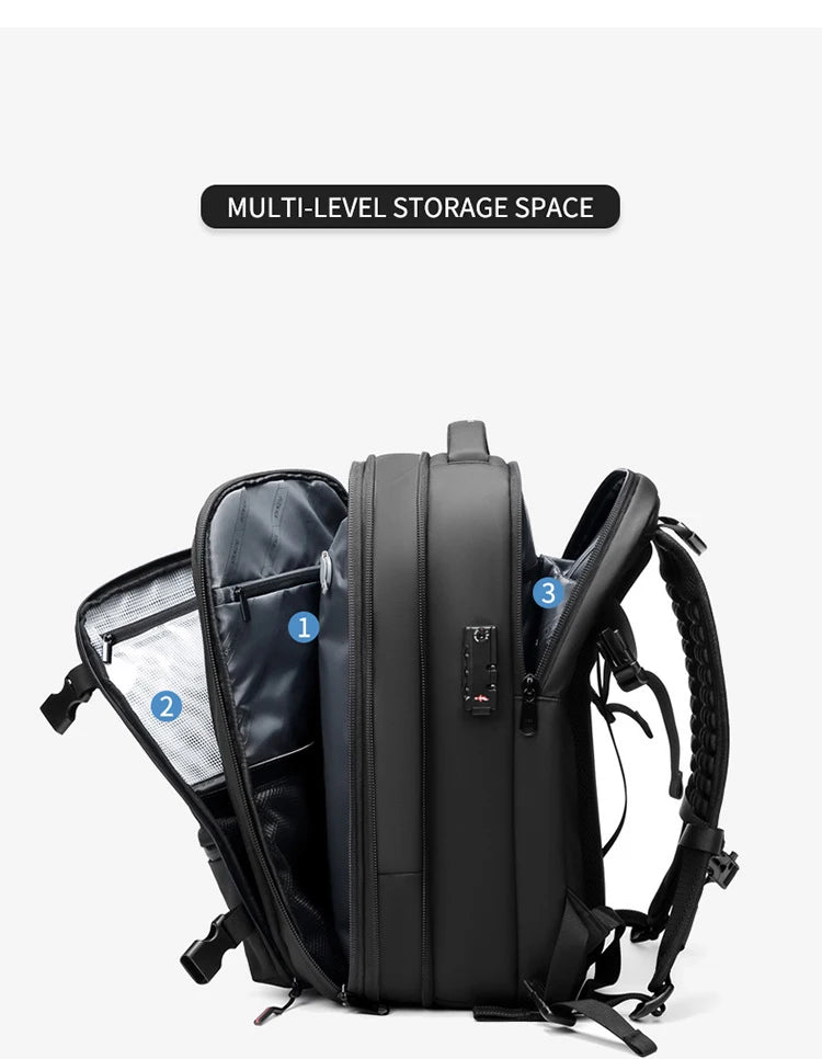 Men's Travel Backpack – Large Capacity 17-Inch Laptop Backpack, Business & Hiking Expandable School Bag