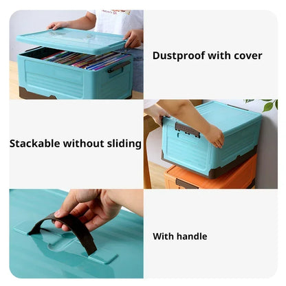 Folding Storage Box with Lid – Multifunction Plastic Organizer Container