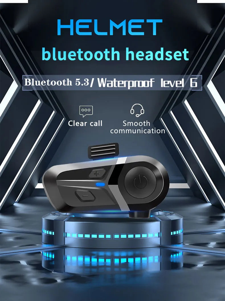 Bluetooth 5.3 Wireless Motorcycle Helmet Headset – Hands-Free Call & Music Player, Waterproof Earphones for Moto Helmets