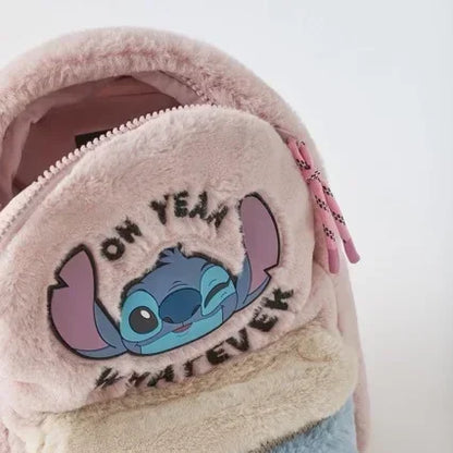 Disney Blue Stitch Plush Backpack – Large-Capacity Cartoon Bag for Kids & Kindergarten Gift