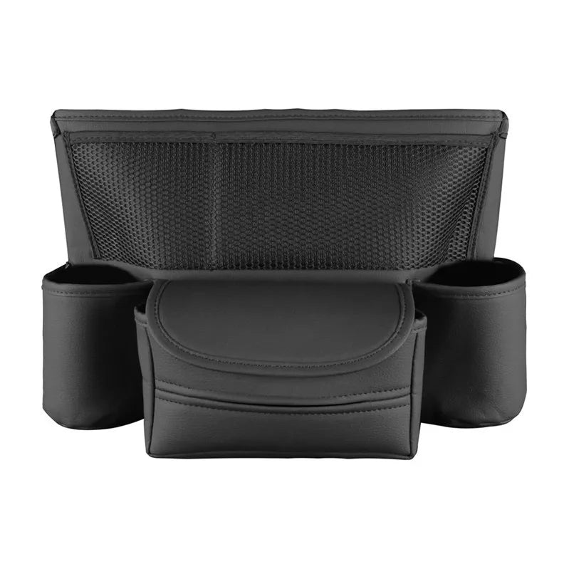 Car Seat Middle Storage Bag – PU Leather Auto Armrest Handbag Holder with Water Cup, Phone & Tissue Pockets, Universal Seat Hanger