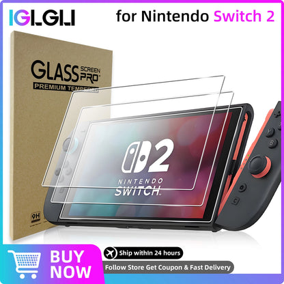 9H Tempered Glass Screen Protector for Nintendo Switch 2 – HD Clear Anti-Scratch Film