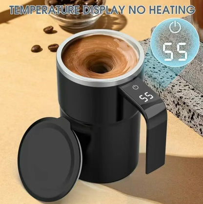 380ml Electric Self-Stirring Coffee Mug – USB Rechargeable Magnetic Mixing Cup with Digital Display and IP67 Waterproof Rating