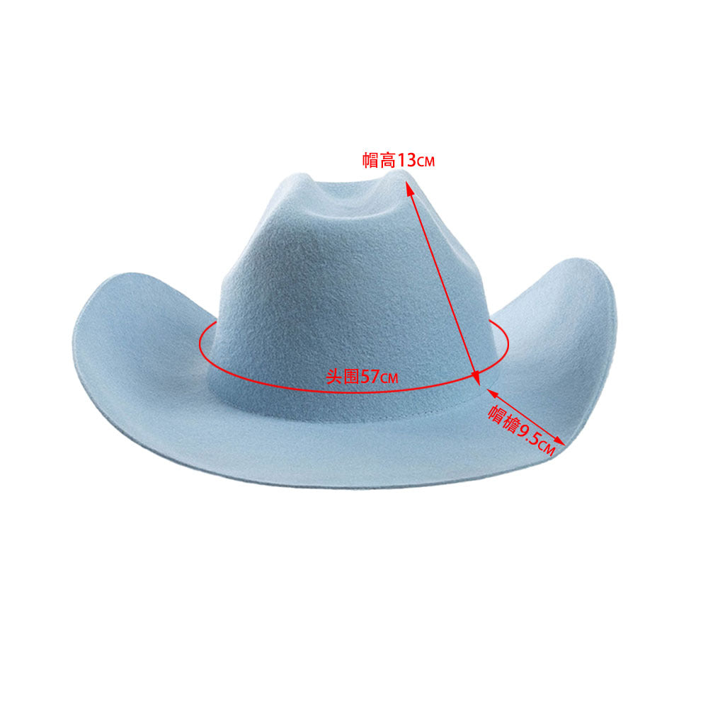 100% Wool Western Cowboy Hat – Casual Felt Cowgirl Hat for Men & Women, Autumn & Winter Outdoor Sunshade Fedoras Top Hat