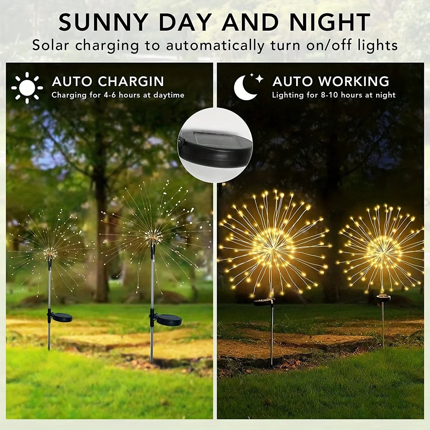 1 Pack Solar Firework Light Outdoor - IP65 Waterproof Solar Garden Flower Lights with 8 Lighting Modes - for Outdoor Lighting