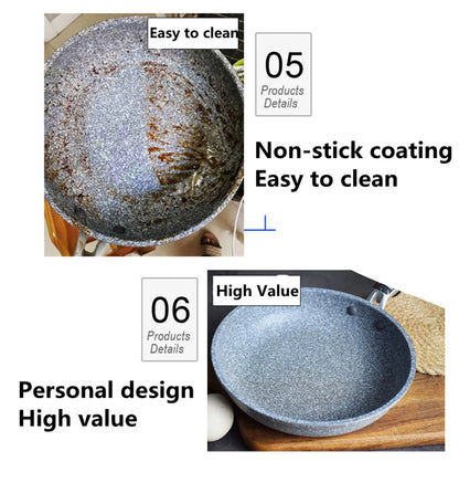 Durable Non-Stick Stone Frying Wok – Ceramic Skillet Pan for Induction, Gas Stove & Kitchen Cooking Set