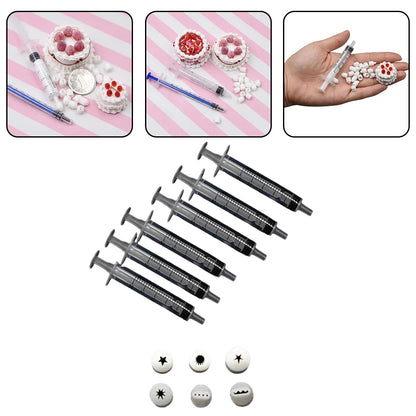 6pcs Mini Cake Dessert Food Nozzles Set - Press Clay Nozzles, Sharpener, Milk Cream Tools for Mini Clay Creations