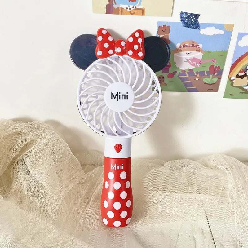 Mickey Mouse Cartoon USB Rechargeable Handheld Fan – Cute Anime Character Desktop Electric Fan with Night Light, Kawaii Gift Toy