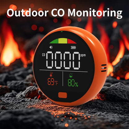 Portable 3-in-1 CO Detector - Carbon Monoxide, Temperature & Humidity Monitor with Buzzer Alert for Home, RV & Camping