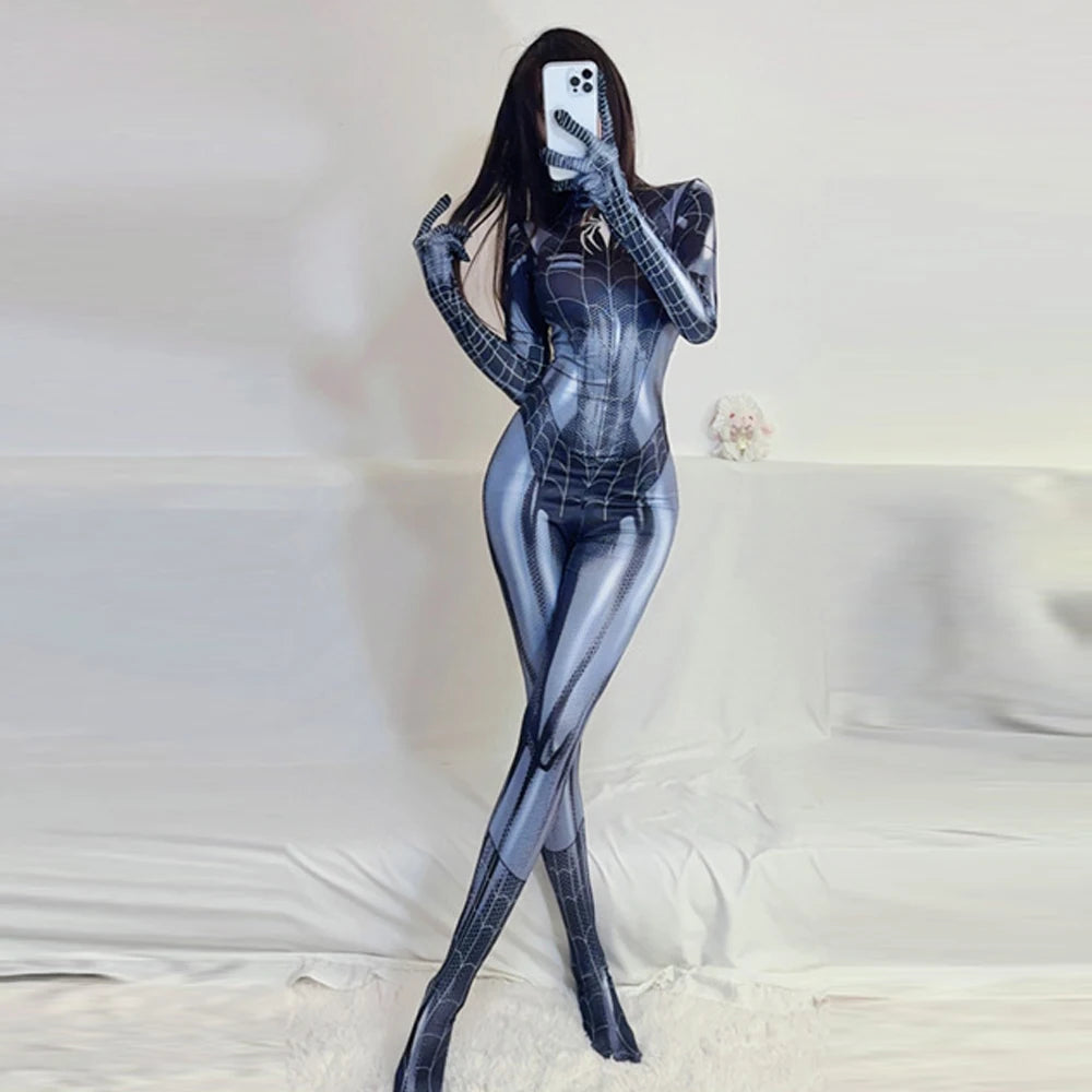 Spider-Man Superhero Cosplay Bodysuit – Avengers Venom Spandex Costume with Corset for Women and Girls
