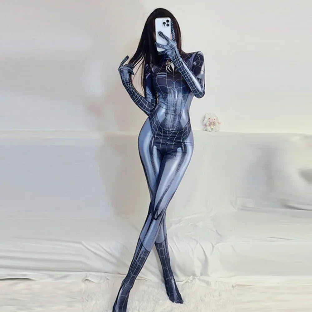 Spider-Man Superhero Cosplay Bodysuit – Avengers Venom Spandex Costume with Corset for Women and Girls