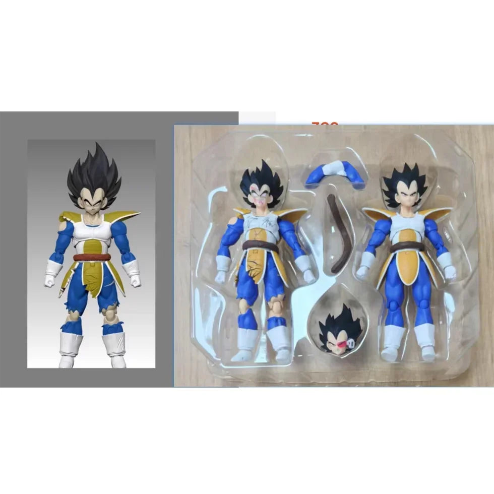 Black Hole Toys Dragon Ball SHF Action Figures — SSJ Super Saiyan Vegeta & Son Goku, Battle Suit & Battle Damage Model Toys