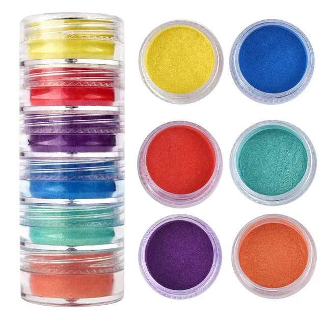 Crystal Clear Epoxy Resin Kit - AB Resin Glue with 6 Color Mica Powder for DIY Jewelry, Nail Art, Soap & Craft Casting