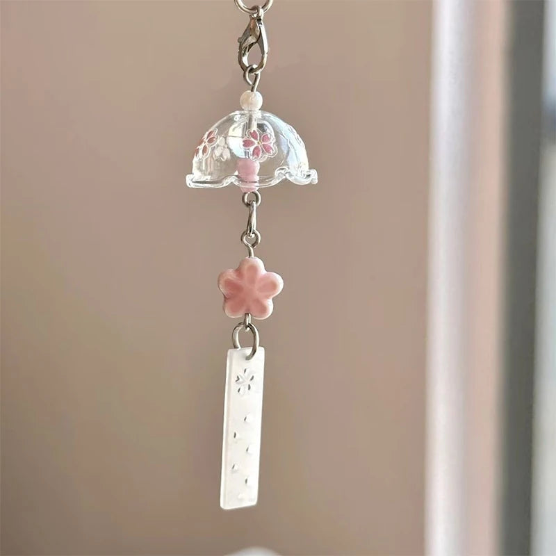 Transparent Wind Chime Keychain – Cute Kawaii Pendant for Mobile, Bag, and Home Decoration