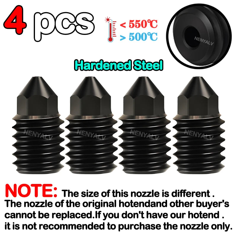 Bambu Lab A1 Mini Hotend Kit – 0.2/0.4/0.6/0.8mm Hardened Steel Nozzle Replacement for A1 3D Printer