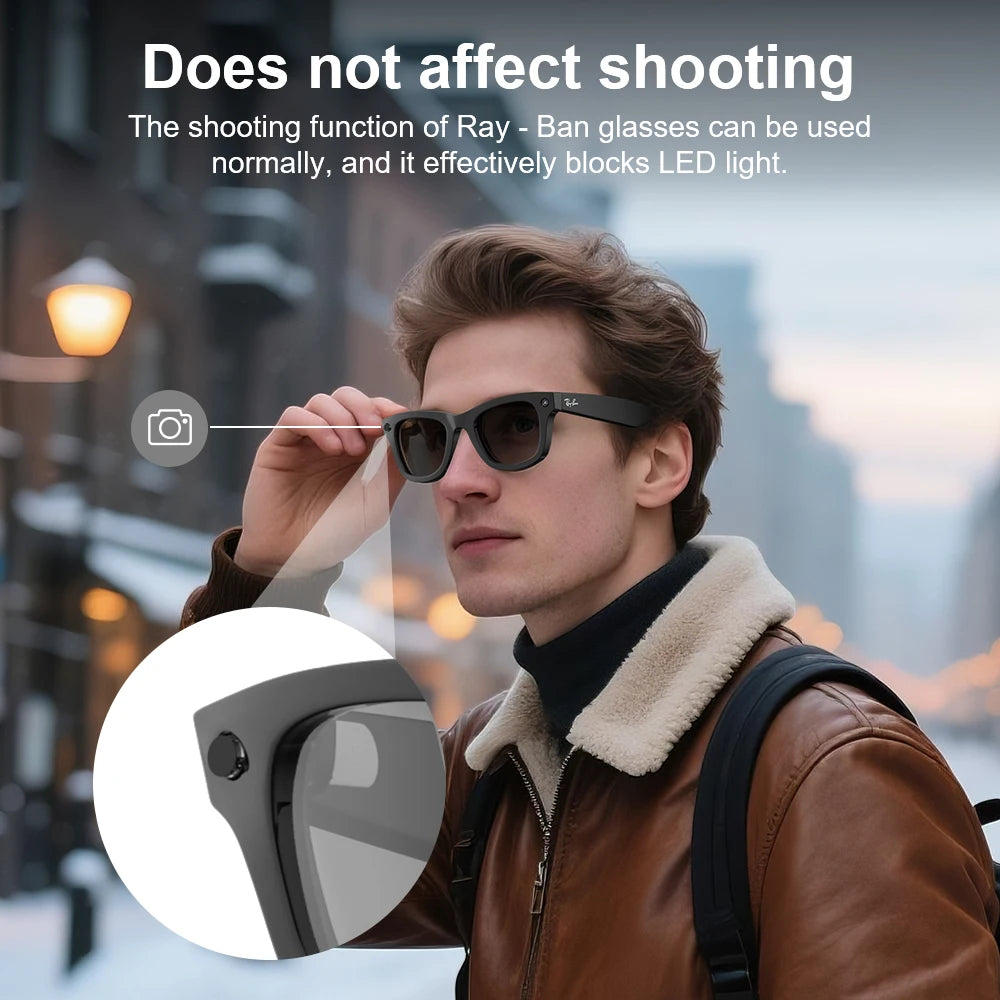 HIBLOKS AI Smart Glasses Shading Sticker — Compatible with Ray-Ban Meta Wayfarer RW4008/RW4006, Skyler RW4010, RW4009/RW4009F, Video Recording Accessory