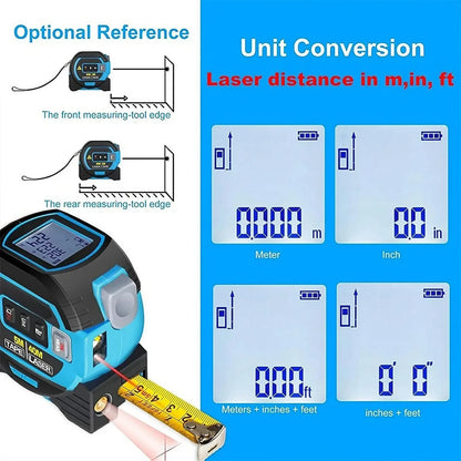 3-in-1 Laser Distance Measure 40/60M — Infrared Smart Ruler High-Precision Measuring Tool