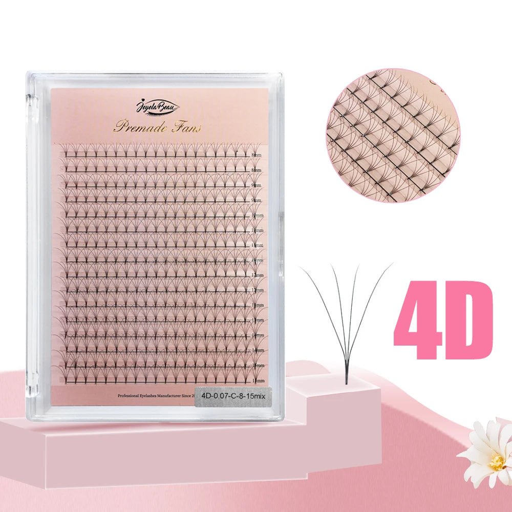 Goddess Premade Volume Lash Fans — 4D to 20D Faux Mink Individual Eyelash Extensions, Pointy Stem 320 Fans