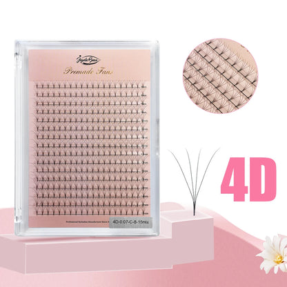 Goddess Premade Volume Lash Fans — 4D to 20D Faux Mink Individual Eyelash Extensions, Pointy Stem 320 Fans