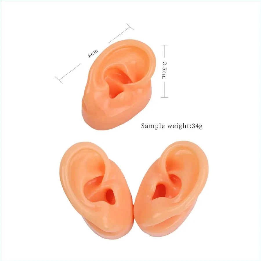 Soft Silicone Ear Model Display Stand – Tattoo Practice & Body Piercing Jewelry Holder with Acrylic Earring Display Kit for Training & Showcase