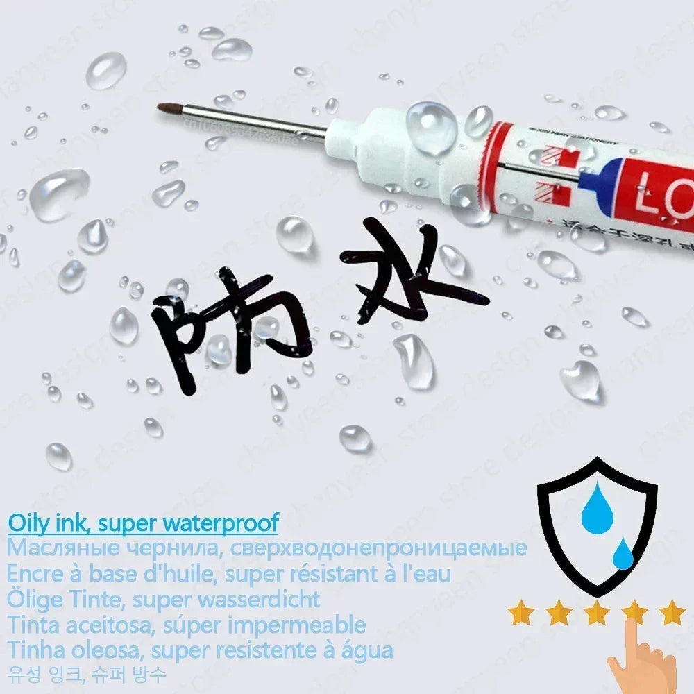 2cm Waterproof Deep Hole Marker Pen - Long Head Carpenter Markers for Metal Woodworking Tools 4-80pcs