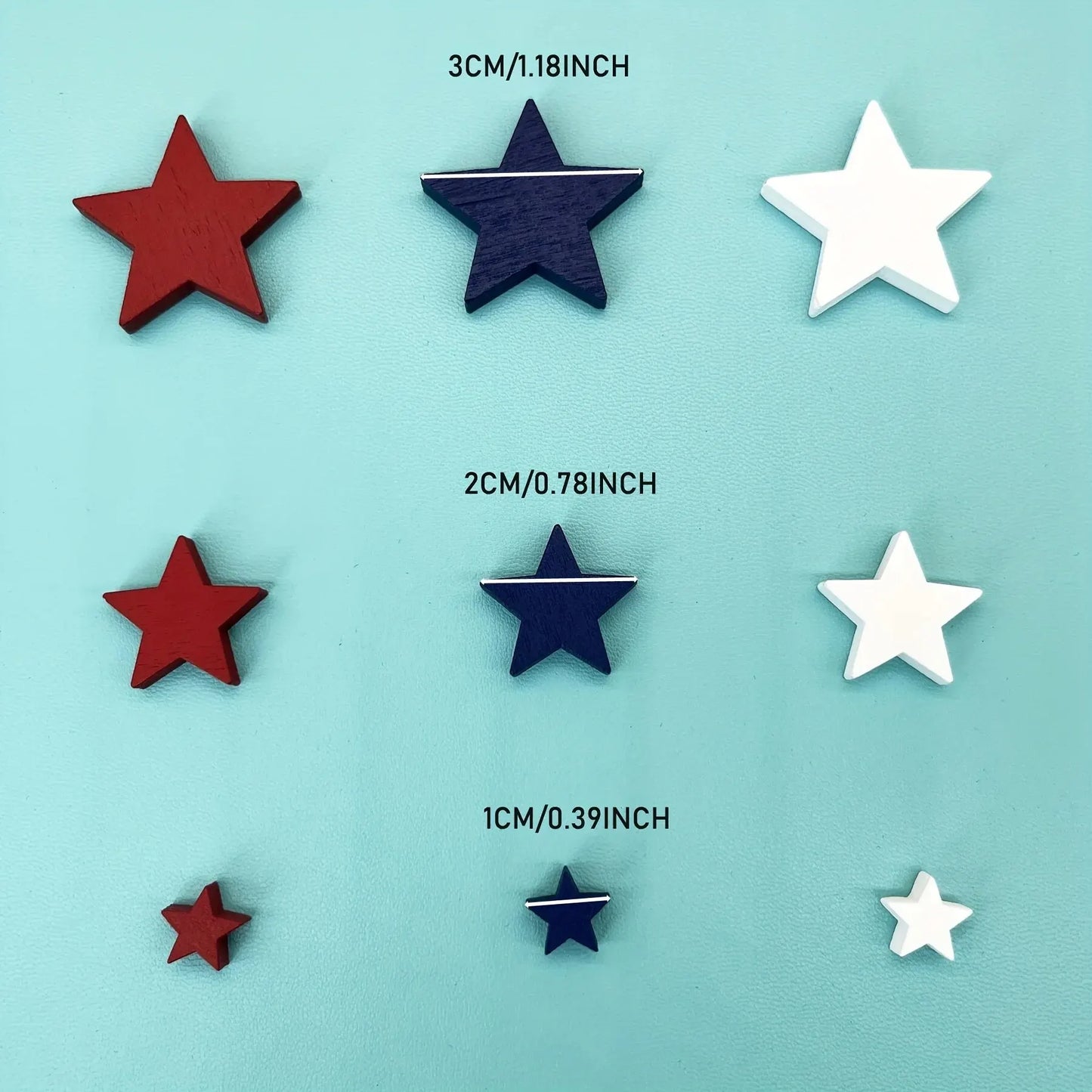 Patriotic Mini Wooden Stars Decorations (30/60pcs) – Red Blue White 1-3cm 4th of July Independence Day DIY Ornament Craft Supplies