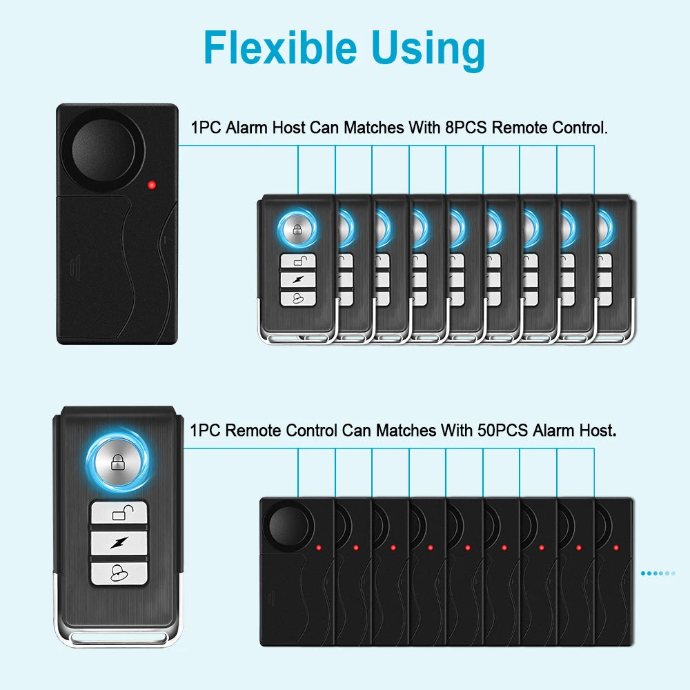 Awapow Wireless 110dB Vibration Bike Alarm with Remote Anti-Theft Home & Window Security