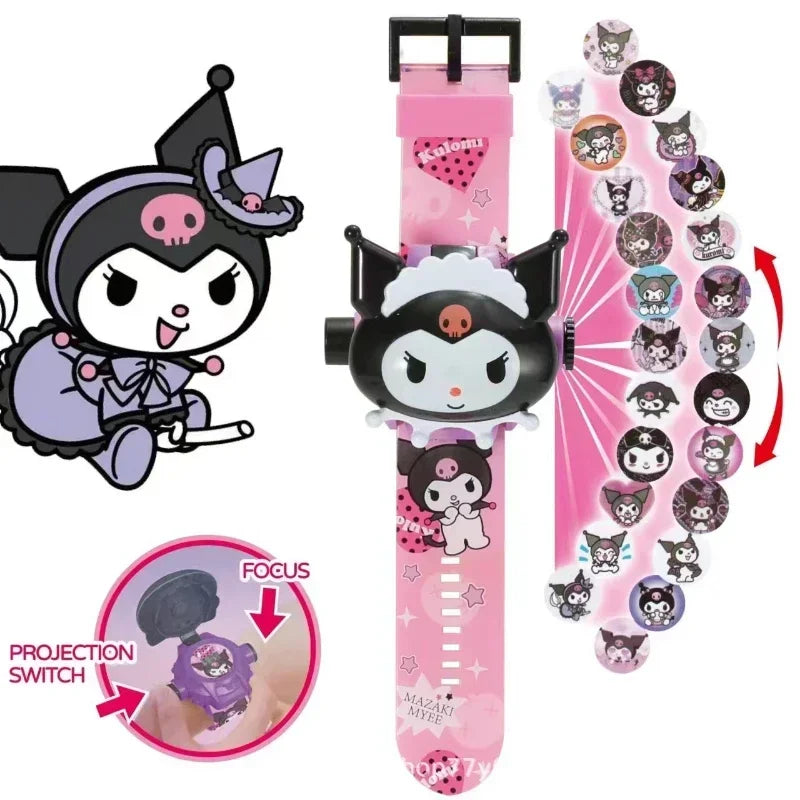 Kawaii Kitty 3D Projection Digital Watch – Cute Anime Figure Flip Watch for Kids