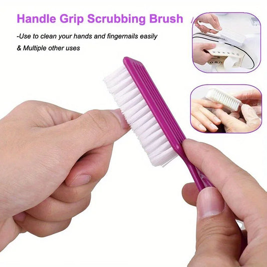 2PCS Nail Brush Set - Soft Plastic Long Handle Cleaning Brushes for Nail Art, Manicure & Dust Removal Care